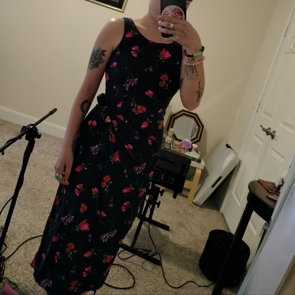 Y2k 90s Vintage Cristin Stevens Floral Sleeveless Wrap Dress